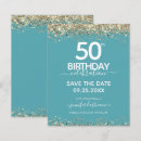 Search for blue and gold 50th birthday invitations Glitter