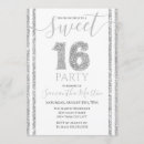 Search for silver glitter sweet 16 invitations Grey