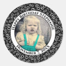 Search for 60 year old birthday stickers Black white