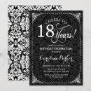 Search for black and white 18th birthday invitations Damask