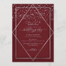 Search for burgundy and silver birthday invitations Glitter