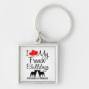 Search for love french bulldog key rings Heart