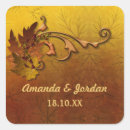 Search for fall leaves wedding stickers Gold