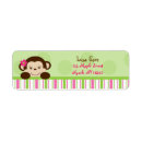Search for girl monkey return address labels Pink
