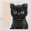 Search for black kitten birthday invitations Girl