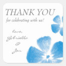 Search for blue flower thank you stickers Bride