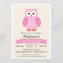 Search for pink owl birthday invitations Girl