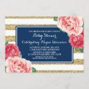 Search for navy blue and pink invitations Watercolor flowers