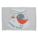 Search for bird on branch pillowcases Winter