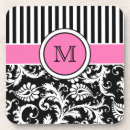 Search for black and white stripes coasters Monogrammed