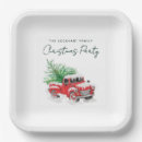 Search for christmas trucks paper plates Watercolor vintage red truck