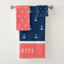 Search for navy blue and coral bathroom accessories Nautical