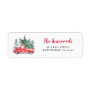 Search for trucking return address labels Watercolor vintage red truck