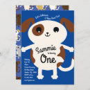 Search for puppy 1st birthday invitations Colourful