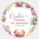Search for nautical 1st birthday stickers Under the sea