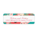 Search for teal floral return address labels Turquoise