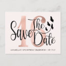 Search for sweet 16 save the date postcards Rose gold