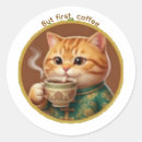 Search for drinking tea stickers Funny cat