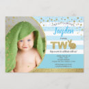 Search for turning two birthday invitations Blue