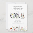 Search for wildflower 1st birthday invitations Watercolor floral
