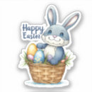 Search for blue and white rabbit stickers Happy easter