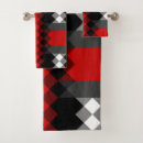 Search for red gray and black bathroom accessories White