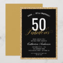 Search for surprise 50 invitations Black and gold