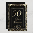 Search for 50th anniversary invitation postcards Black and gold