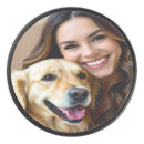 Search for golden hockey pucks Dog