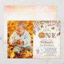 Search for pumpkin 1st birthday invitations Fall first birthday