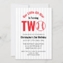 Search for baseball 2nd birthday invitations Red