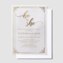 Search for gold gender reveal invitations Calligraphy