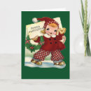 Search for vintage little girl christmas cards Green