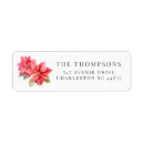 Search for flower design return address labels Poinsettia