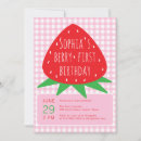 Search for strawberry 1st birthday invitations One year old