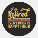 Search for happy retirement round stickers Funny