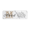 Search for white marble return address labels Monogrammed