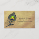 Search for peacock feather business cards Gold