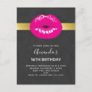 Search for lipstick birthday invitations Hot pink