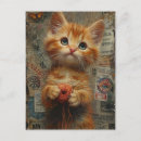 Search for kitten with yarn postcards Kitty