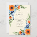 Search for navy blue and orange wedding invitations Botanical