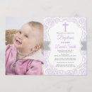 Search for purple photo christening invitations Cross