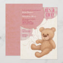 Search for pink and brown baby shower invitations Teddy bear