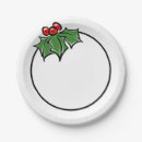 Search for holiday paper plates Red holly berries