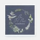 Search for navy blue wedding napkins Mr and mrs