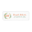 Search for peach flowers return address labels Pastel
