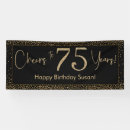 Search for 75th birthday banners Black and gold