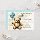 Search for bear 1st birthday invitations Boys