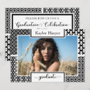Search for pattern graduation invitations Black and white