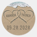 Search for beach heart wedding stickers Hearts in the sand